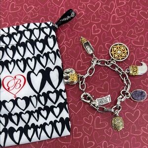 BRIGHTON SOUVENIR Silver Charm Bracelet with Heart Pouch (NWT)